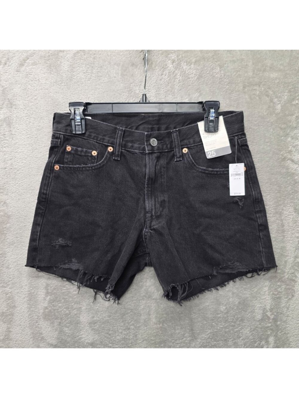 Gap Denim Cutoff Shorts Womens 0 Black Low Rise Stride 4 Inseam Raw Hem Summer
